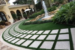 arched walkway with synthetic turf